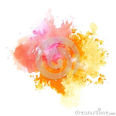 Abstract pink and orange watercolor splash on white background paper, illustration Cartoon Illustration