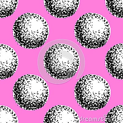 Abstract pink pattern with hand drawn spheres Stock Photo