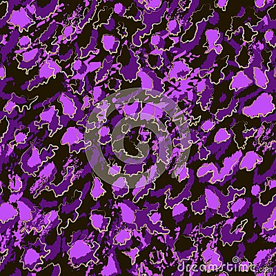 Abstract pink and purple brushstrokes and gold curves on black background. Vector Illustration