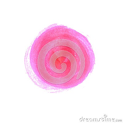 Abstract pink watercolor painted circle isolated on white background Stock Photo