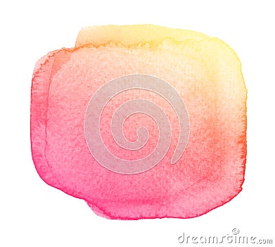 Abstract pink yellow watercolor brush stroke isolated on white background Stock Photo