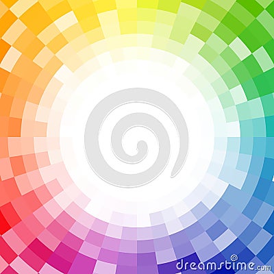 Abstract pixelated color wheel background Vector Illustration