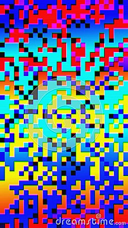 Abstract pixelated colorful rainbow 8 bit retro game Glitch pixel Noise Stock Photo