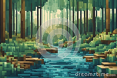 An abstract pixelated spiral pattern with a mix of vibrant and pastel color blocks, creating a hypnotic digital art design Stock Photo