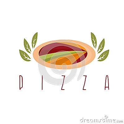 Abstract pizza with leaves vector template Vector Illustration