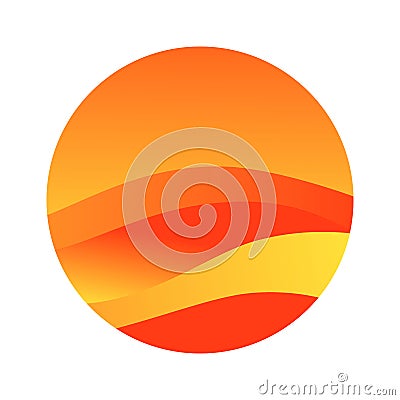 Abstract planet. Waves inside a circle with a bright gradient. Cartoon Illustration