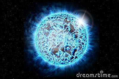 Abstract planetary. Luminous light spots in space. Stock Photo