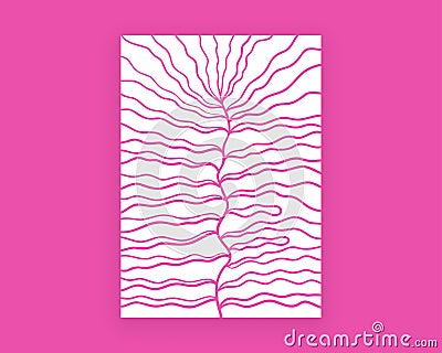 Abstract plant Matisse inspired. Pink background flower blossom poster. Organic drawing shapes, modern vector art Vector Illustration