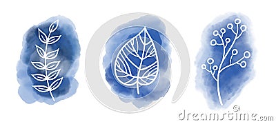 Abstract plants on watercolor snaps Vector Illustration