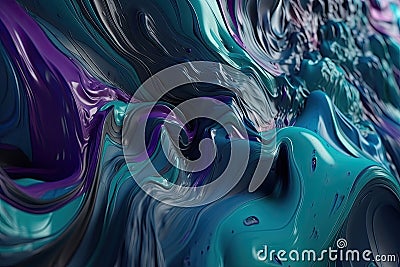 Abstract plastic swirls in shades of blue, green and purple create a mesmerizing and futuristic background texture Stock Photo