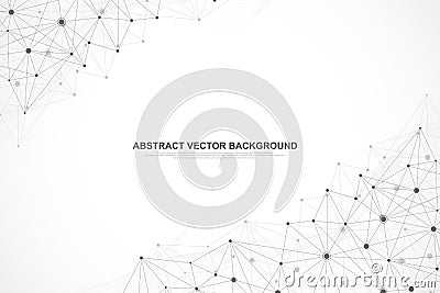 Abstract plexus background with connected lines and dots. Plexus geometric effect. Digital data visualization Vector Illustration