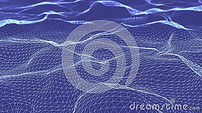 Abstract plexus fantasy background, wavy horizontal surface. Animation.Concept of digital data. Stock Photo