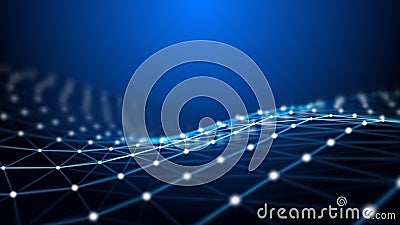 Abstract plexus lines and dots triangular 3d blue background Stock Photo