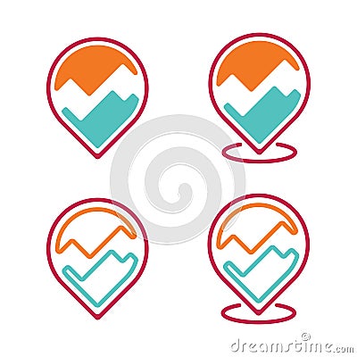 Abstract Point Pointer Map Pinned Pin Location Icon Vector Illustration