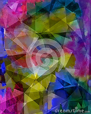 Abstract poligonal watercolor colorful background Stock Photo