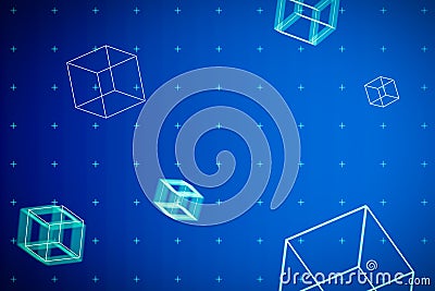 Abstract polygon digital technology data background. Computer connect network communication concept Stock Photo