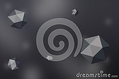 Abstract Polygon Sphere background with space and depth effect Stock Photo