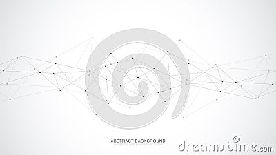 Abstract polygonal background with connecting dots and lines. Global network connection, digital technology and Vector Illustration