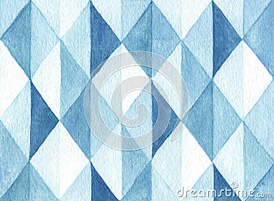 Abstract polygonal background. Hand painted watercolor of Blue tones Stock Photo