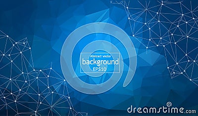 Abstract polygonal Blue background with connected dots and lines, connection structure, futuristic hud background Vector Illustration