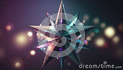 Abstract polygonal christmas star on blue background. 3d rendering Stock Photo