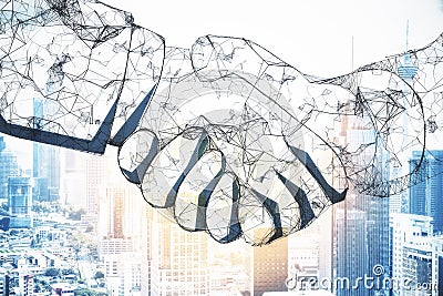 Abstract polygonal handshake Stock Photo