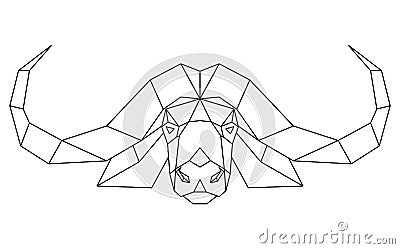 Abstract polygonal head of african bull, cape buffalo. Geometric illustration. Vector Vector Illustration