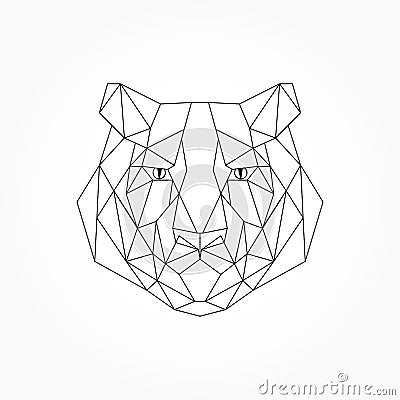 Abstract polygonal head of a tiger. Geometric linear tiger. Vector. Vector Illustration