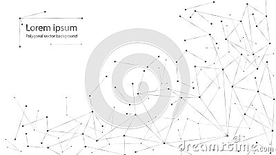 Abstract polygonal particles on white background. Dots and lines Vector Illustration