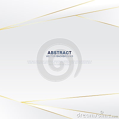 Abstract polygonal pattern luxury on white and gray header background with golden lines Vector Illustration