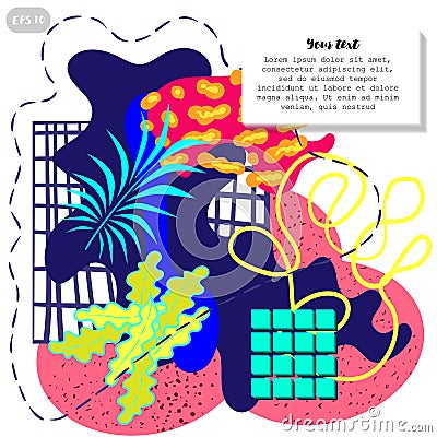 Abstract pop art line and dots color pattern background. Vector liquid splash overlay geometric design with trendy Vector Illustration