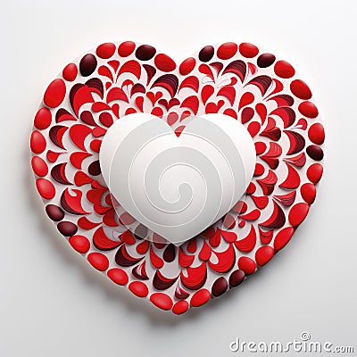 Abstract porcelain heart with complex design pattern on white background. Stock Photo