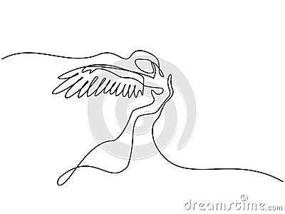 Abstract portrait of angel woman with wings Vector Illustration