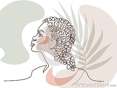 Abstract portrait of pretty young woman African ethnicity. Vector Illustration