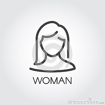 Abstract portrait of woman linear icon. Cosmetology, female avatar or user concept Vector Illustration