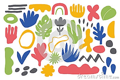 Abstract doodle shapes. Set of contemporary blob scribbles hand drawn geometric decorative drops. Vector illustration Vector Illustration