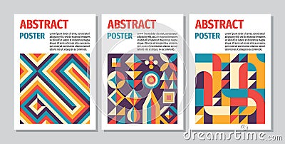 Abstract poster geometric background concept design. Vertical banner set. Layout pattern. Decorative ornament mosaic. Vector Vector Illustration