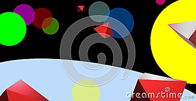 Abstract poster. Lost worlds, fantasy. 3d illustration of geometric shapes. Cartoon Illustration