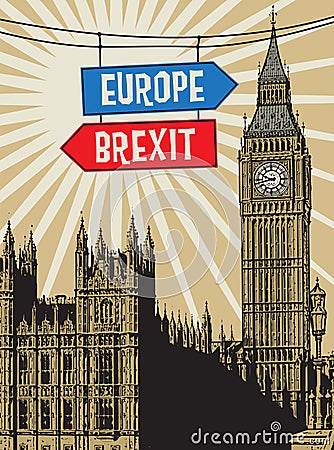 Europe vs Brexit poster Vector Illustration