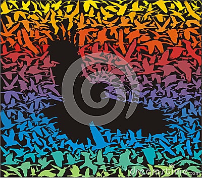 Abstract predator bird and its prey - stock vecto Vector Illustration