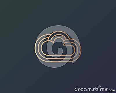 Abstract premium gradient cloud vector logotype. Data storage download weather line icon logo mark symbol Stock Photo
