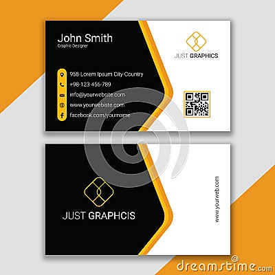 Abstract professional black and yellow business card design Vector Illustration