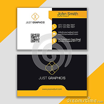 Abstract professional yellow and Black business card design Vector Illustration