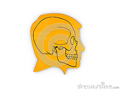 Abstract Profile a human head and skull, 3d Illustration White Stock Photo