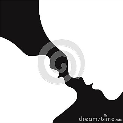 Abstract profiles of two people. Poster with silhouettes of girls. Modern vector art Vector Illustration