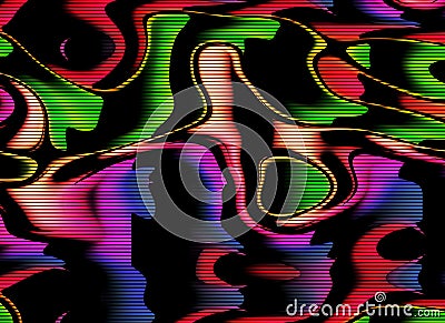Abstract psychedelic fluorescent graffiti wall Stock Photo