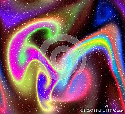 Abstract Psychedelic hypnotic neon bright colours Cartoon Illustration