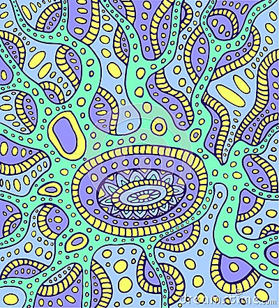 Abstract psychedelic surreal doodle background. Vector Illustration