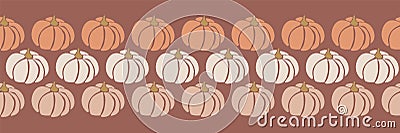 Abstract Pumpkins Seamless vector border. Repeating pattern design for Harvest festival or Thanksgiving day. Feminine Vector Illustration