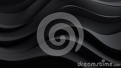 Abstract pure black background with flowing wavy shapes Stock Photo